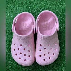 Crocs Kids Pink Glittery Clogs Size C-9‎